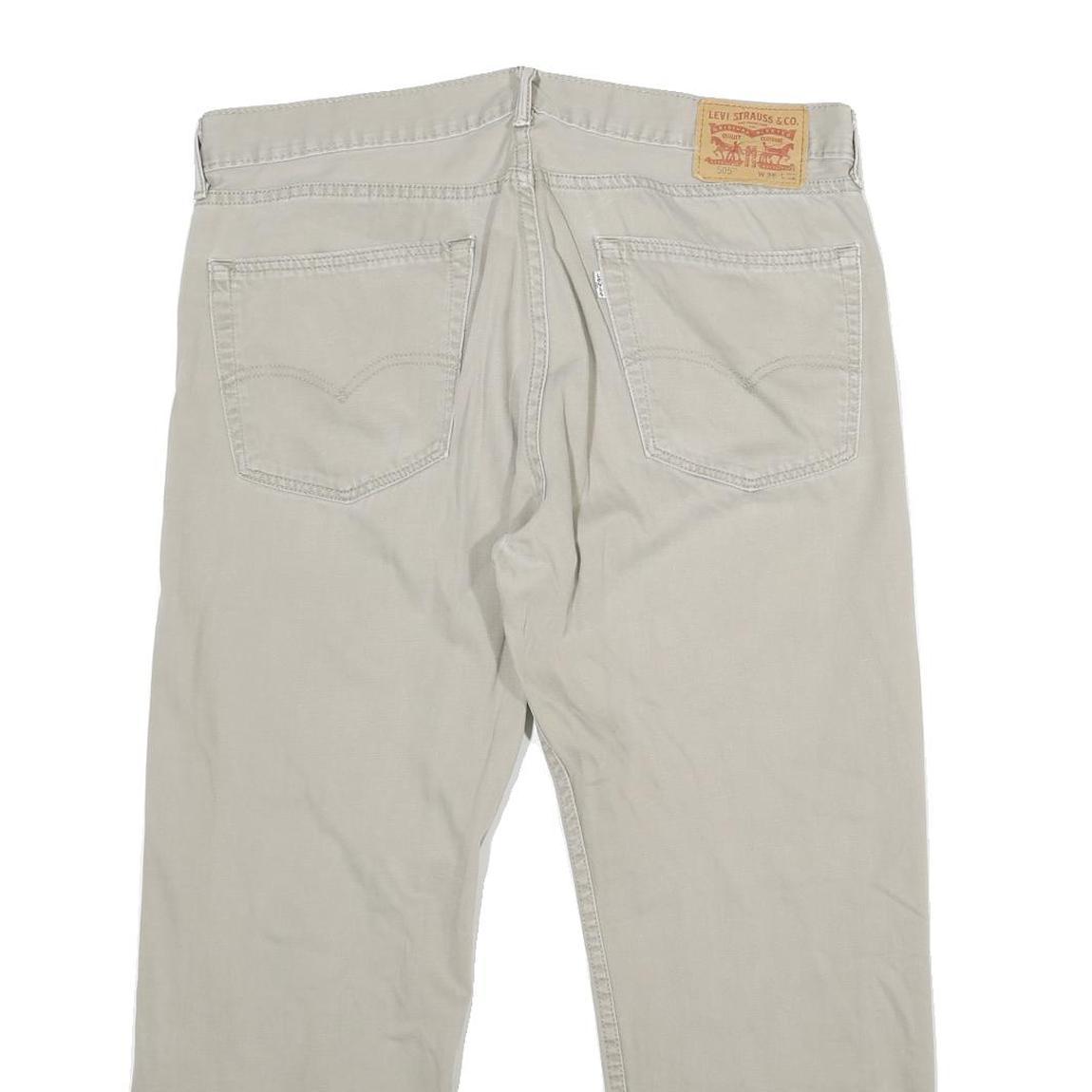 LEVI'S 505 Mens Jeans Beige Regular Straight Denim W36 L24 Casual Zip Closure