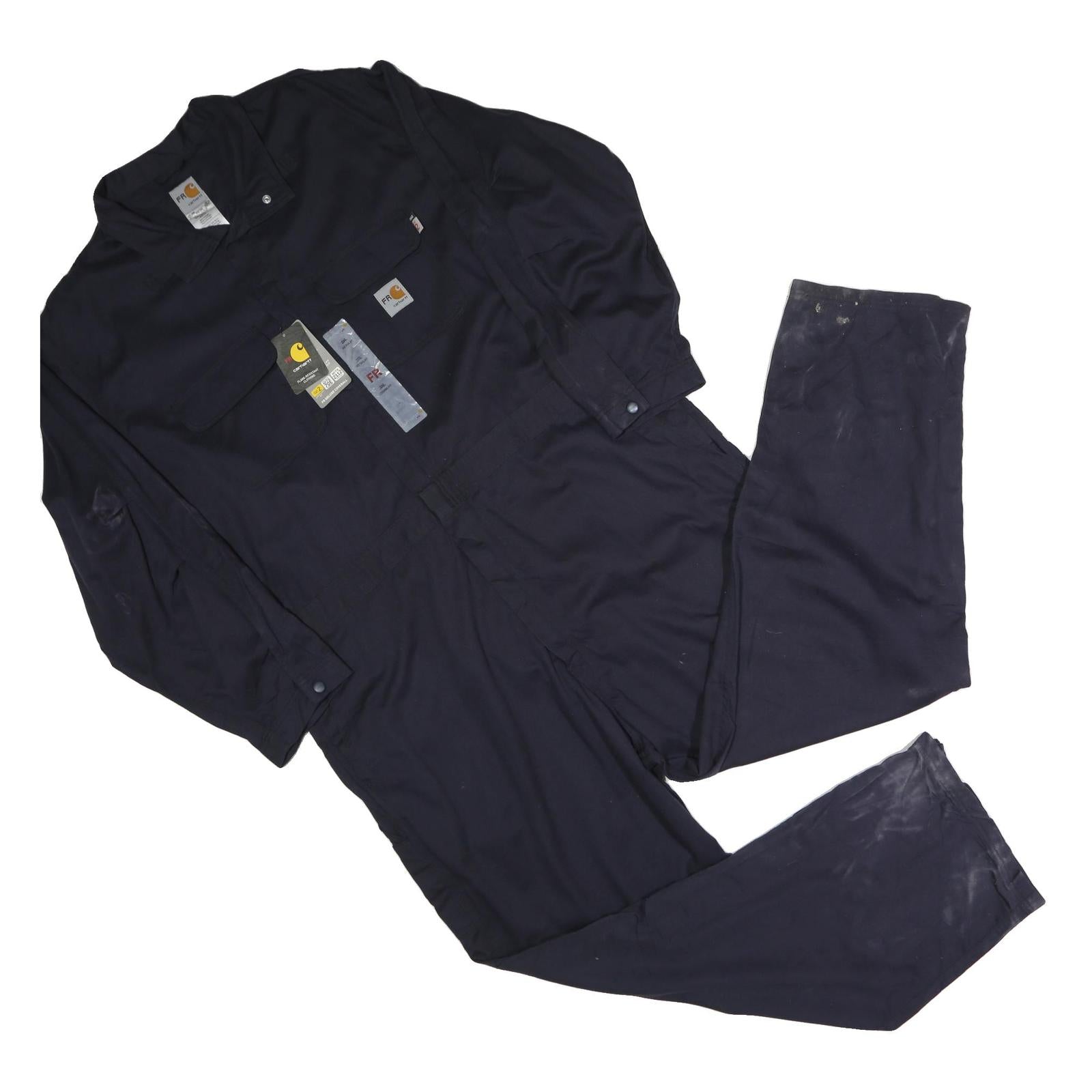 CARHARTT Mens Black Cotton Blend Dungarees Regular Fit Long Sleeve 3XL W25 L52