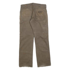 DICKIES Mens Cotton Blend Brown Relaxed Straight Trousers W35 L32 Workwear