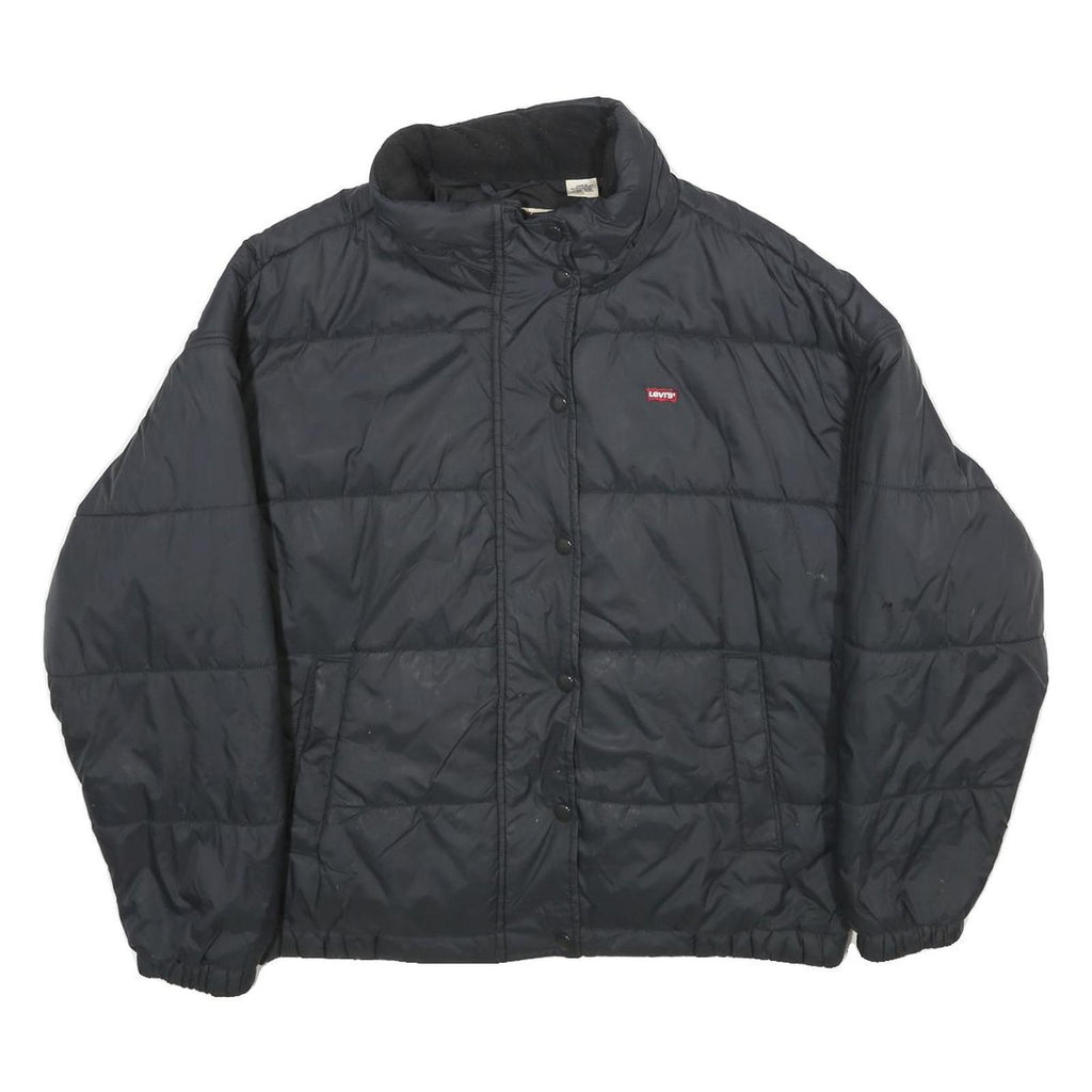 LEVI'S Womens Black Puffer Jacket M Polyamide Zip Casual Lightweight Quilted
