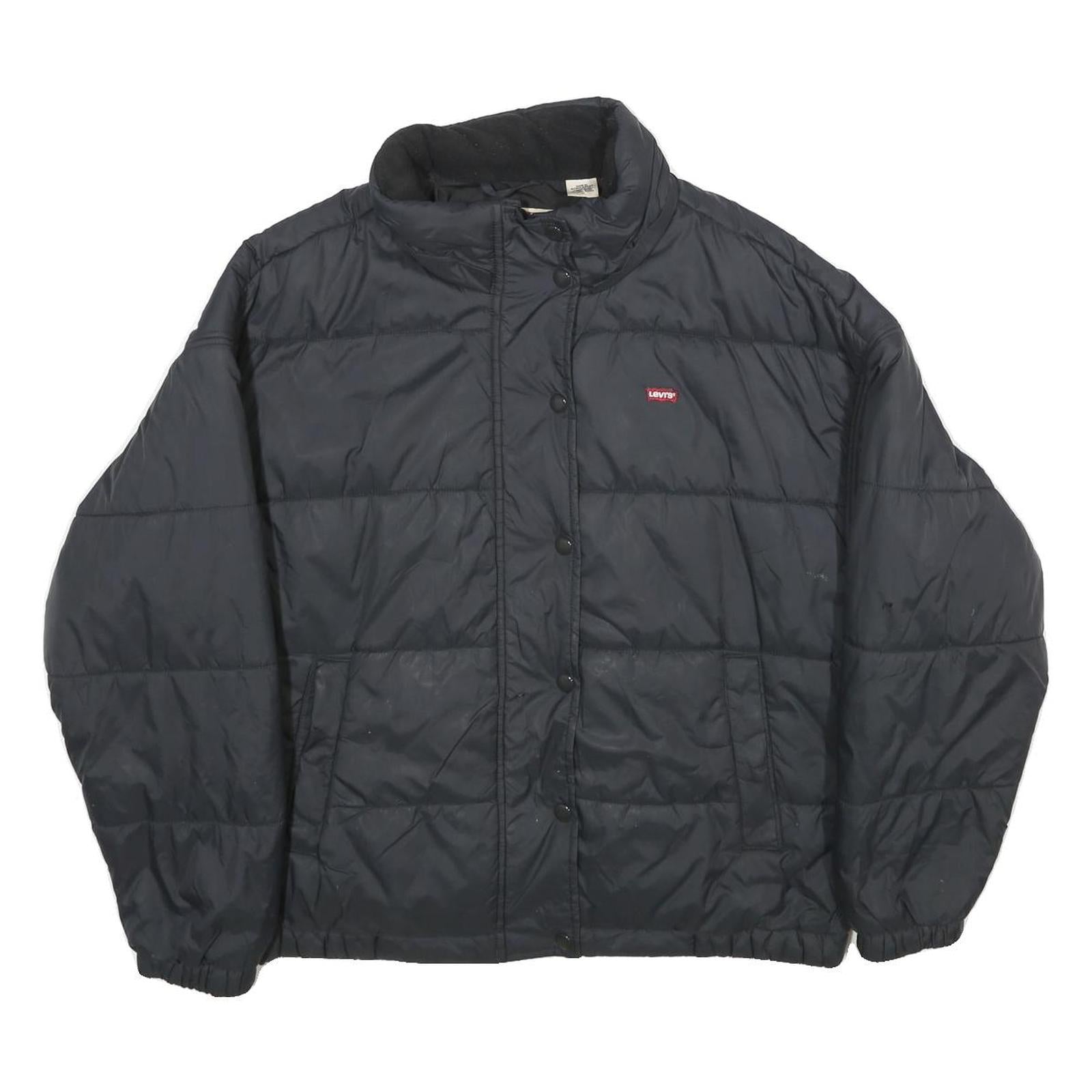 LEVI'S Womens Black Puffer Jacket M Polyamide Zip Casual Lightweight Quilted