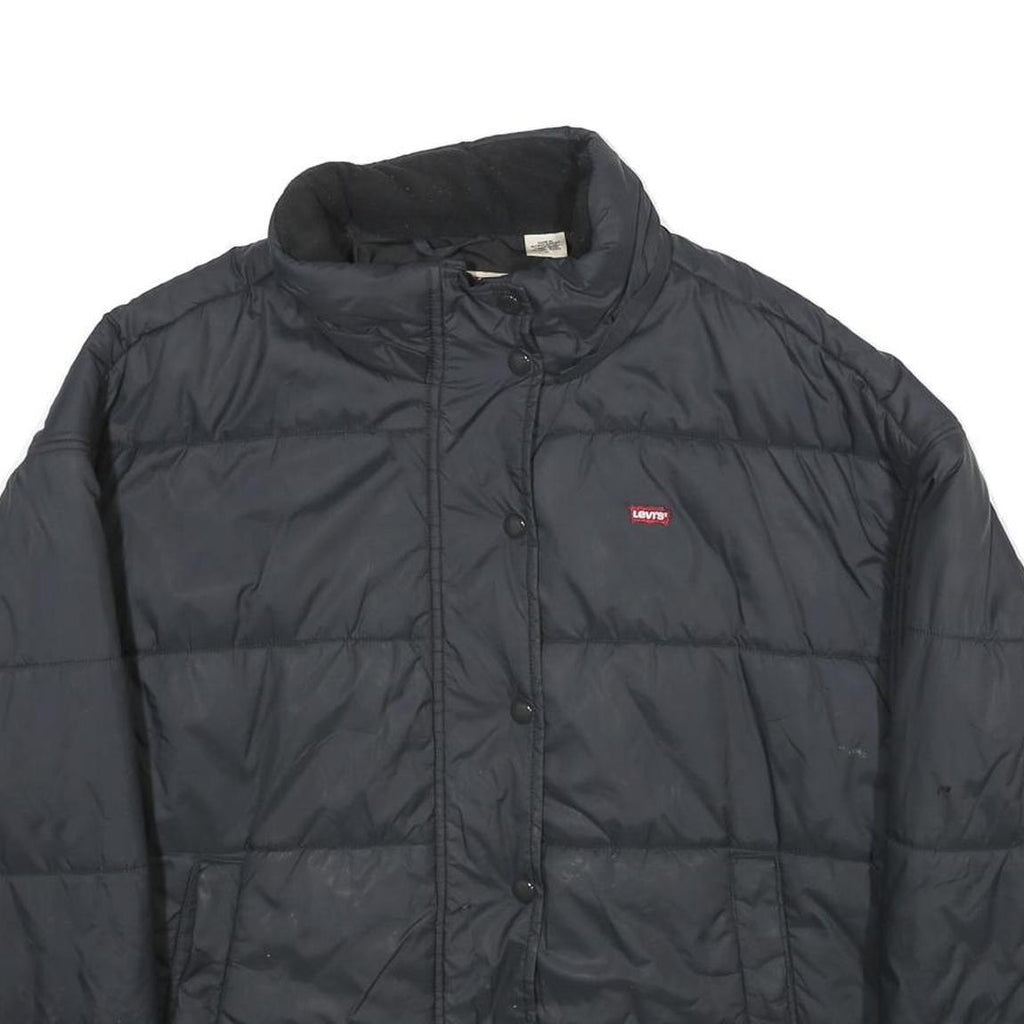 LEVI'S Womens Black Puffer Jacket M Polyamide Zip Casual Lightweight Quilted