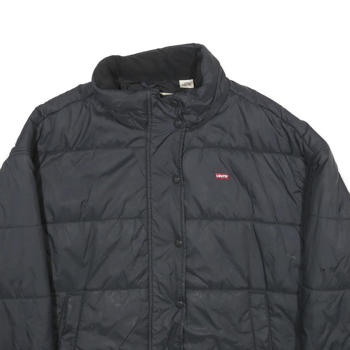 LEVI'S Womens Black Puffer Jacket M Polyamide Zip Casual Lightweight Quilted