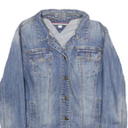 TOMMY HILFIGER Womens Blue Denim Jacket L Cotton Button Closure Classic Fit