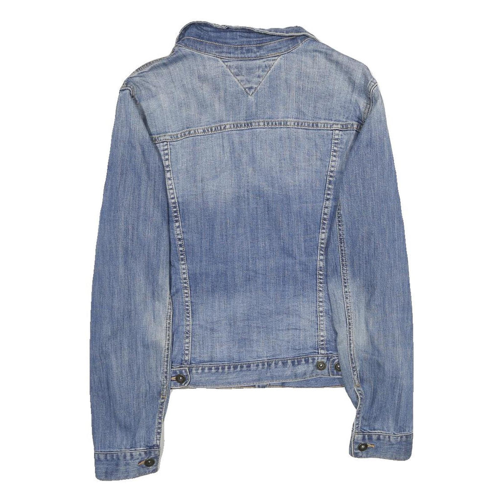 TOMMY HILFIGER Womens Blue Denim Jacket L Cotton Button Closure Classic Fit