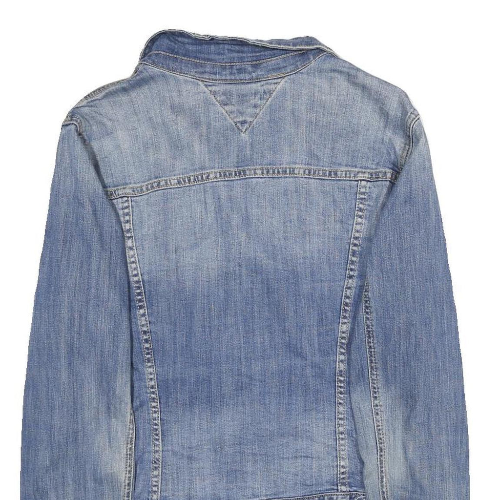 TOMMY HILFIGER Womens Blue Denim Jacket L Cotton Button Closure Classic Fit
