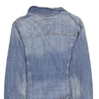 TOMMY HILFIGER Womens Blue Denim Jacket L Cotton Button Closure Classic Fit