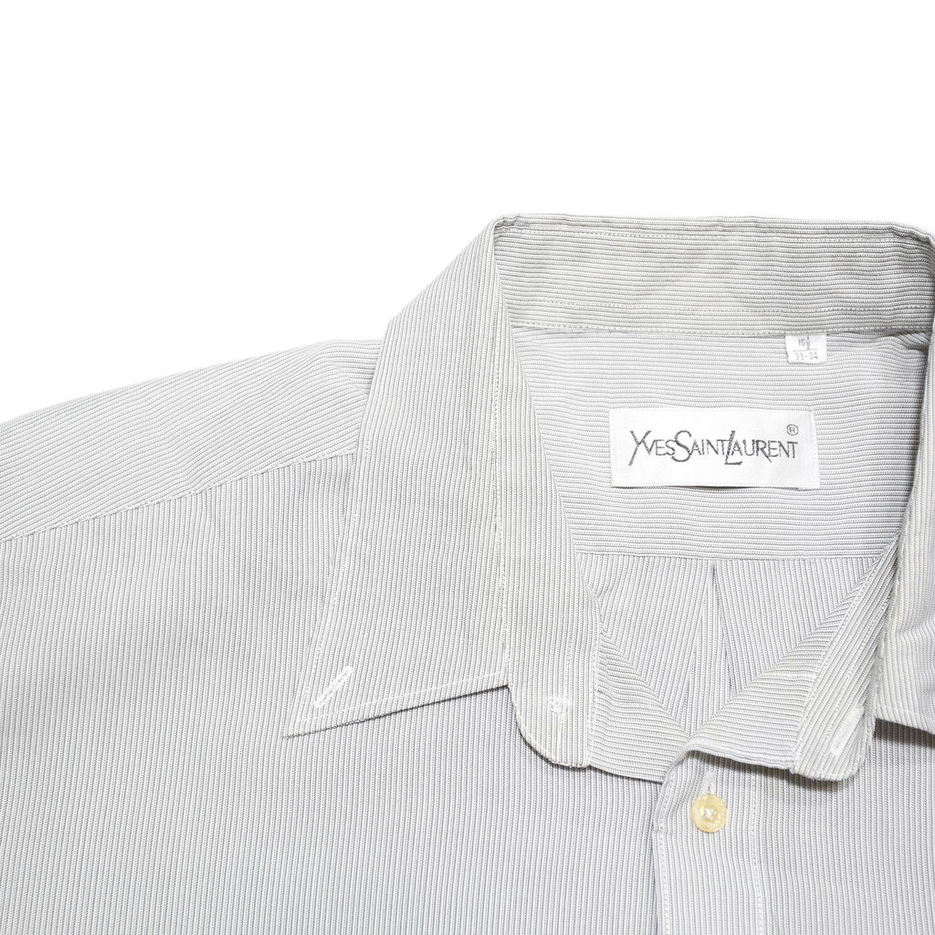 YVES SAINT LAURENT Mens Blue & White Pinstripe Shirt M Classic Cotton Blend