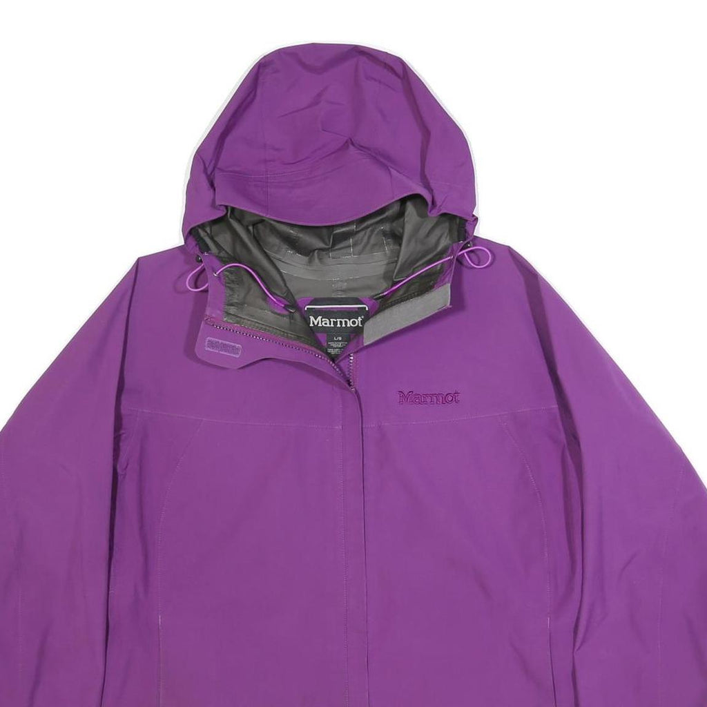 MARMOT Womens Purple Waterproof Hooded Outdoor Jacket L Polyester Zip Gore-Tex
