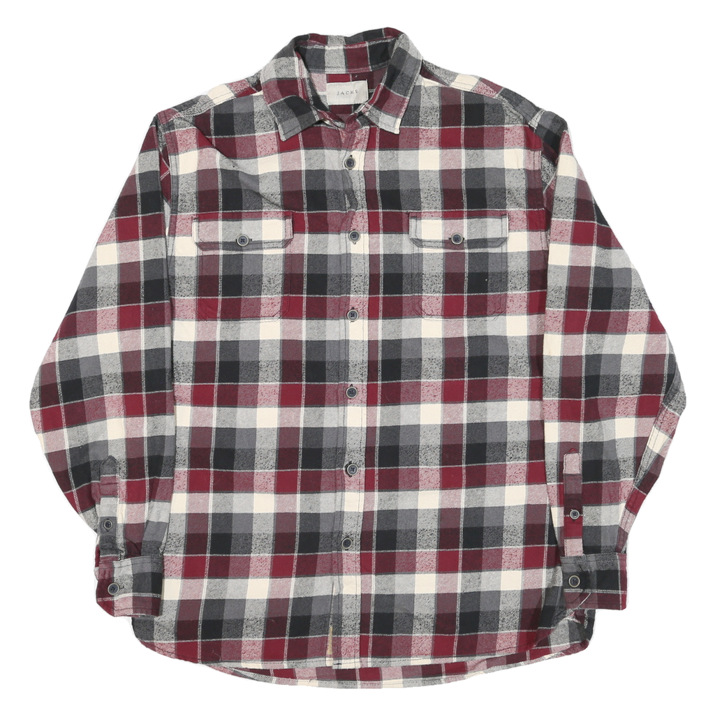 JACHS Mens Red Black & White Plaid Shirt M Cotton Blend Casual