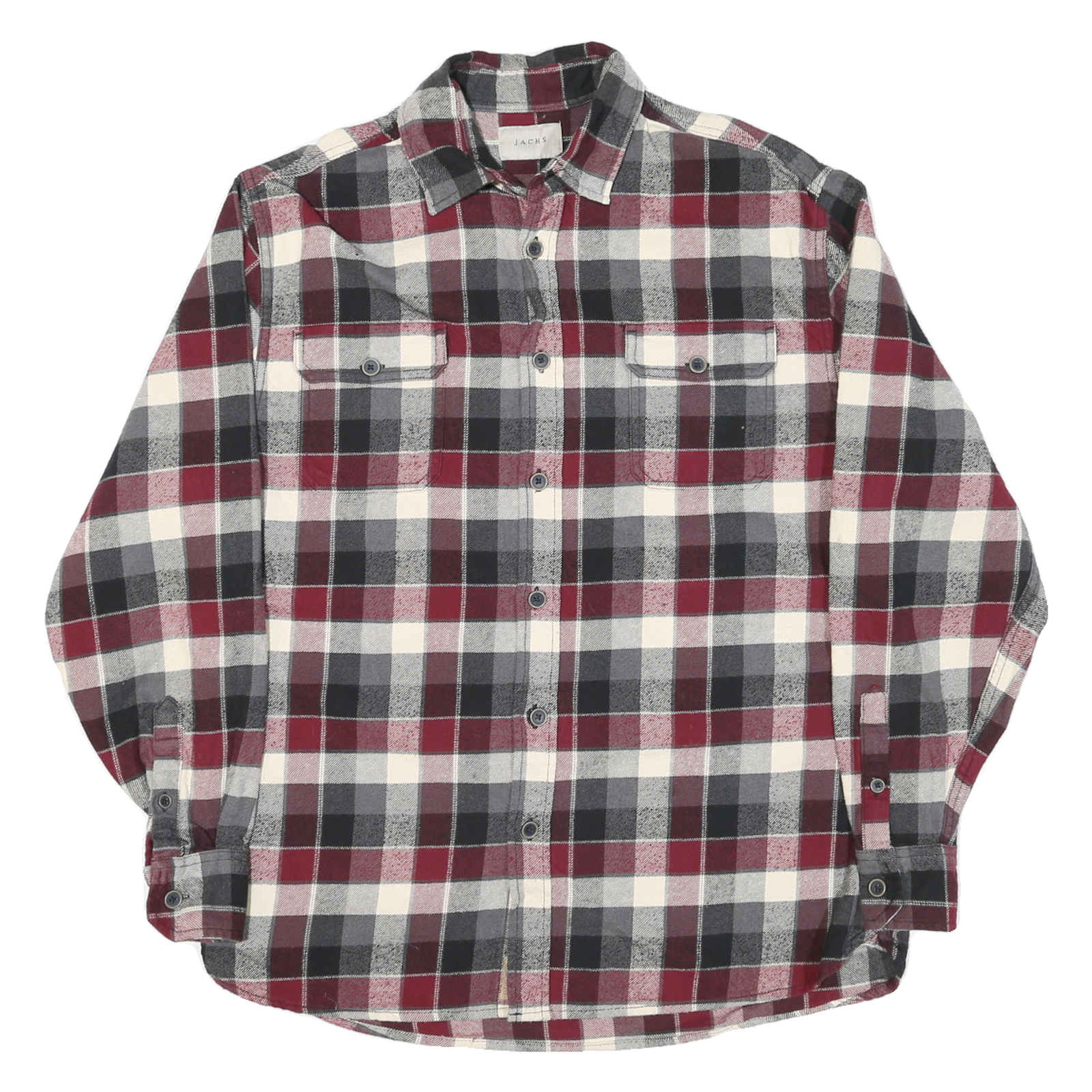 JACHS Mens Red Black & White Plaid Shirt M Cotton Blend Casual