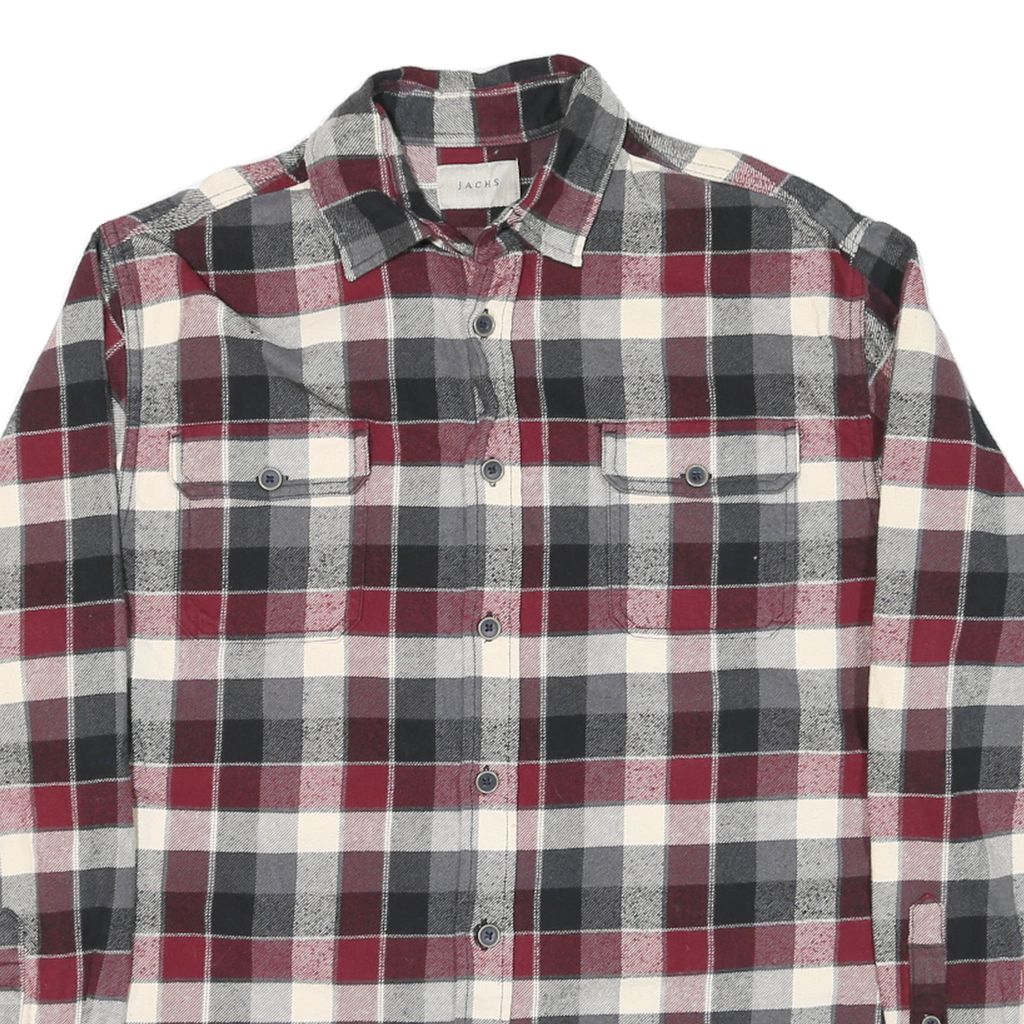 JACHS Mens Red Black & White Plaid Shirt M Cotton Blend Casual