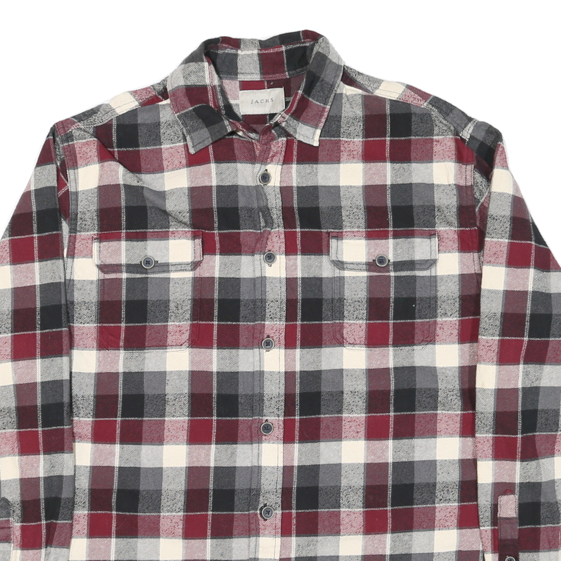 JACHS Mens Red Black & White Plaid Shirt M Cotton Blend Casual