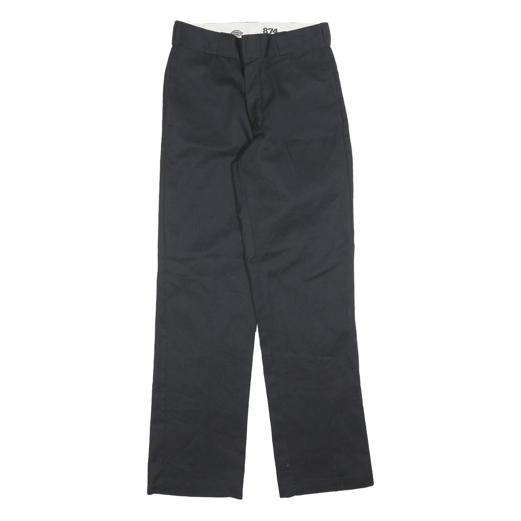 DICKIES Mens Cotton Blend Black Regular Straight Trousers W27 L32 Workwear Zip