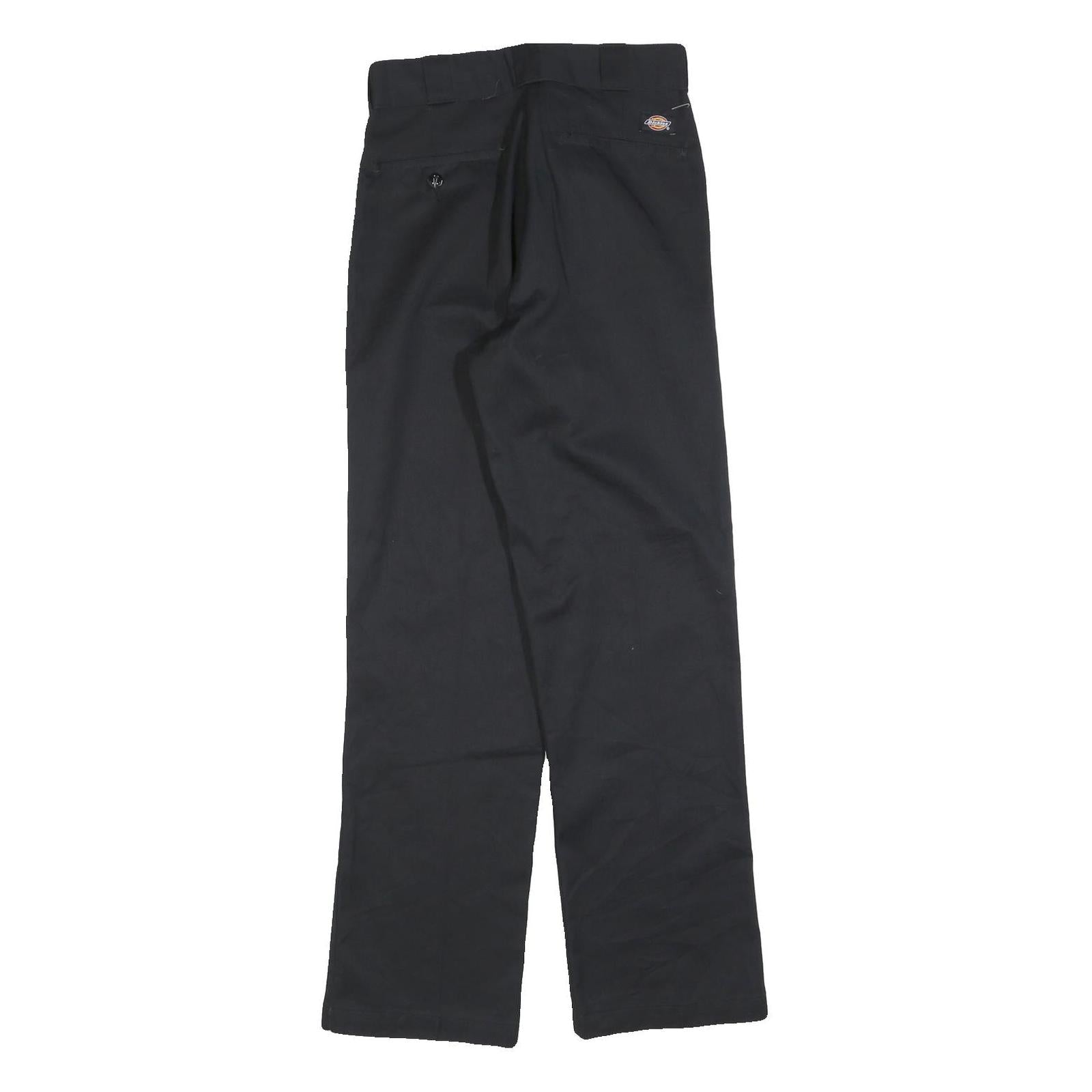 DICKIES Mens Cotton Blend Black Regular Straight Trousers W27 L32 Workwear Zip