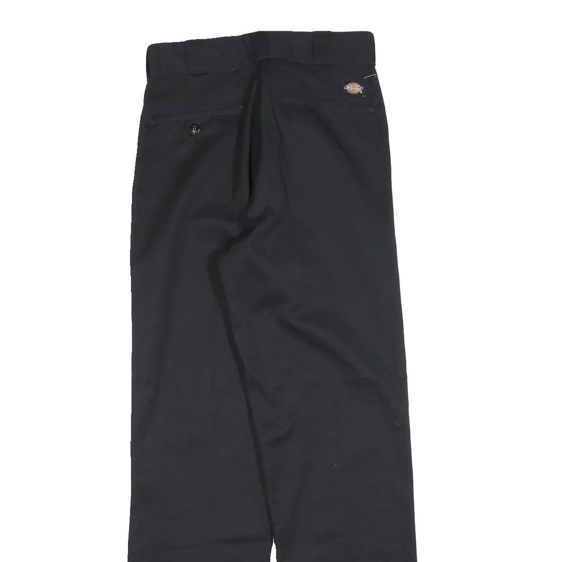 DICKIES Mens Cotton Blend Black Regular Straight Trousers W27 L32 Workwear Zip