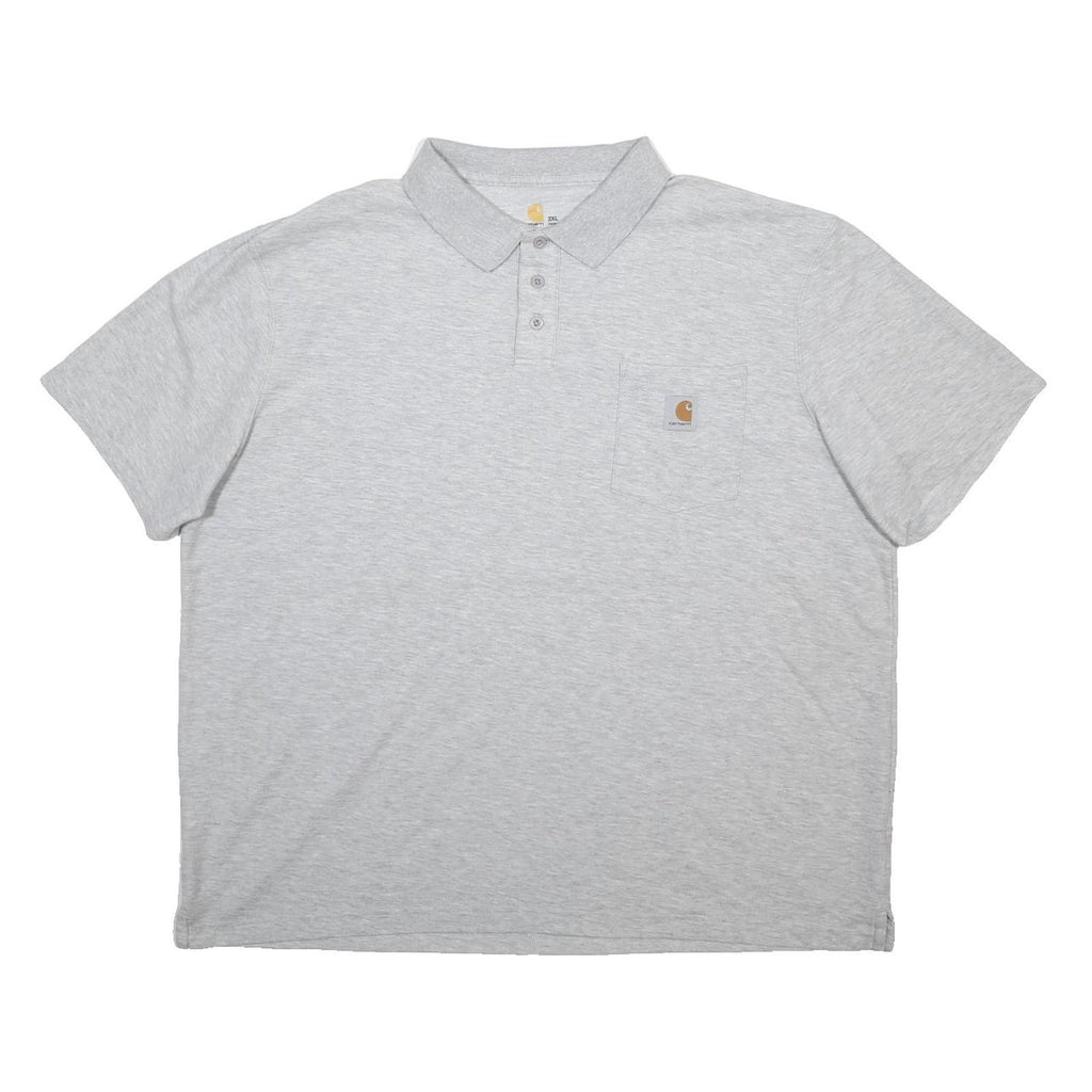 CARHARTT Mens Grey Short Sleeve Plain 2XL Cotton Blend Polo Shirt Casual