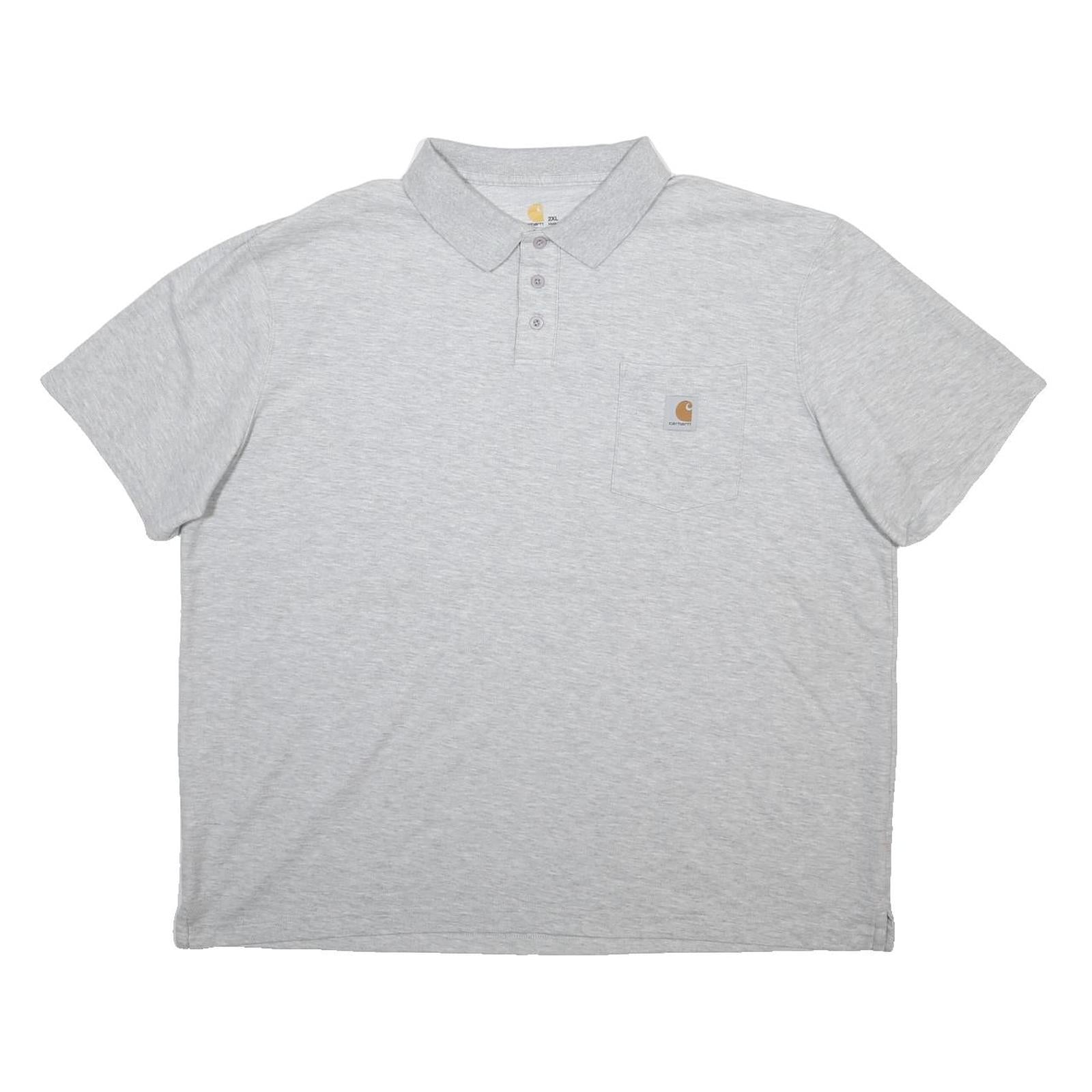 CARHARTT Mens Grey Short Sleeve Plain 2XL Cotton Blend Polo Shirt Casual