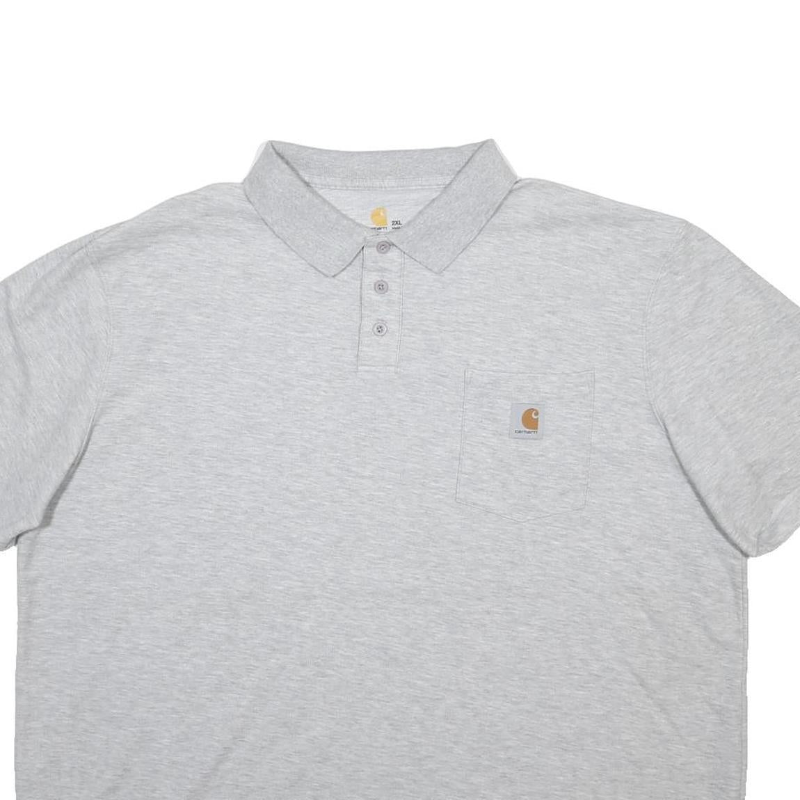CARHARTT Mens Grey Short Sleeve Plain 2XL Cotton Blend Polo Shirt Casual