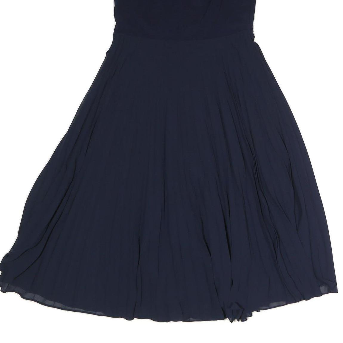 LAUREN RALPH LAUREN Womens Navy Fit & Flare Polyester Sleeveless Midi Dress S