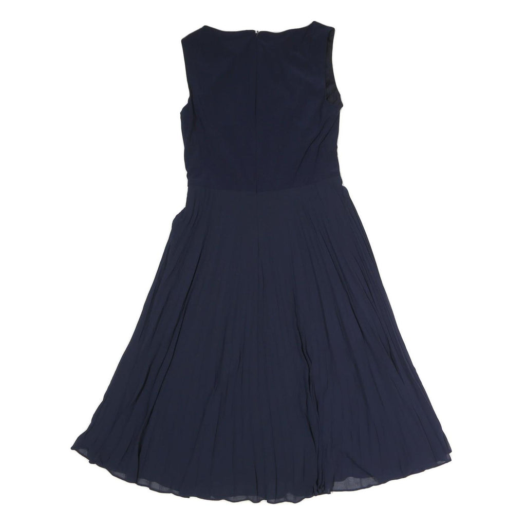 LAUREN RALPH LAUREN Womens Navy Fit & Flare Polyester Sleeveless Midi Dress S