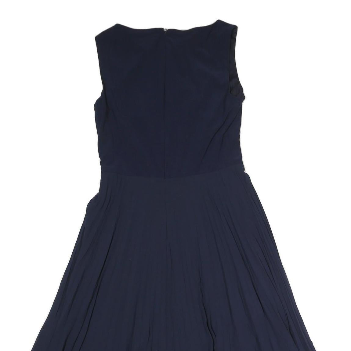 LAUREN RALPH LAUREN Womens Navy Fit & Flare Polyester Sleeveless Midi Dress S