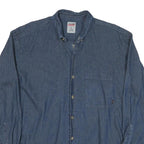 DICKIES Mens Blue Denim Shirt L Cotton Blend Casual Workwear Button Down Pocket