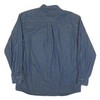 DICKIES Mens Blue Denim Shirt L Cotton Blend Casual Workwear Button Down Pocket