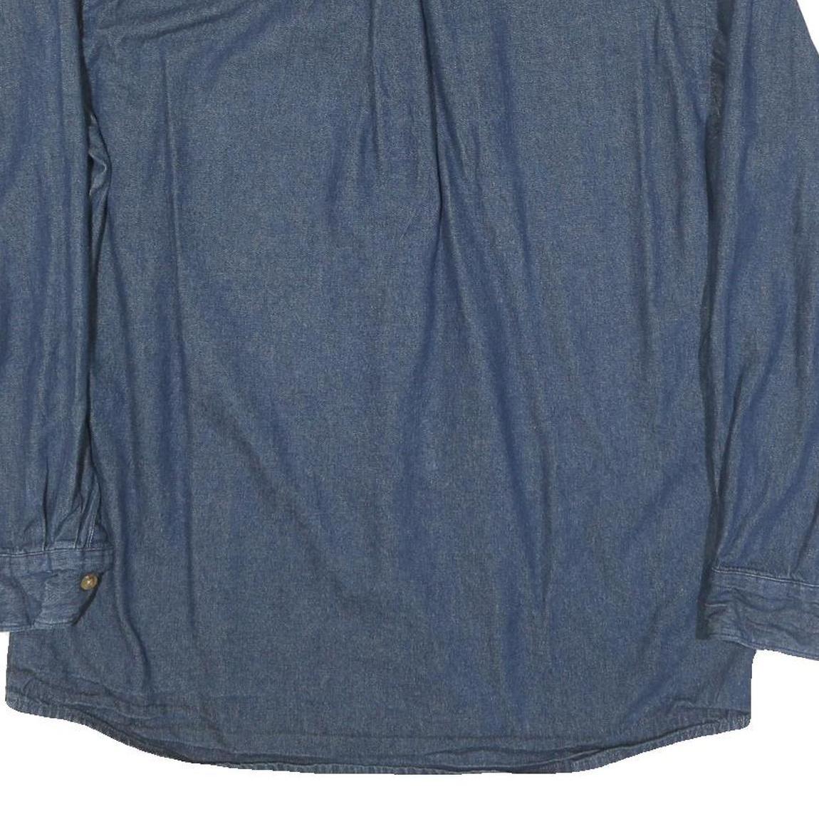 DICKIES Mens Blue Denim Shirt L Cotton Blend Casual Workwear Button Down Pocket