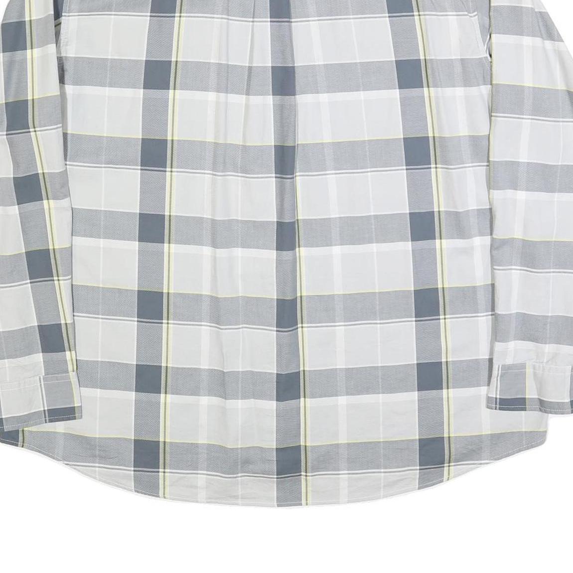 DICKIES Mens Blue & White Check Shirt 2XL Cotton Blend Casual Workwear Button-Up