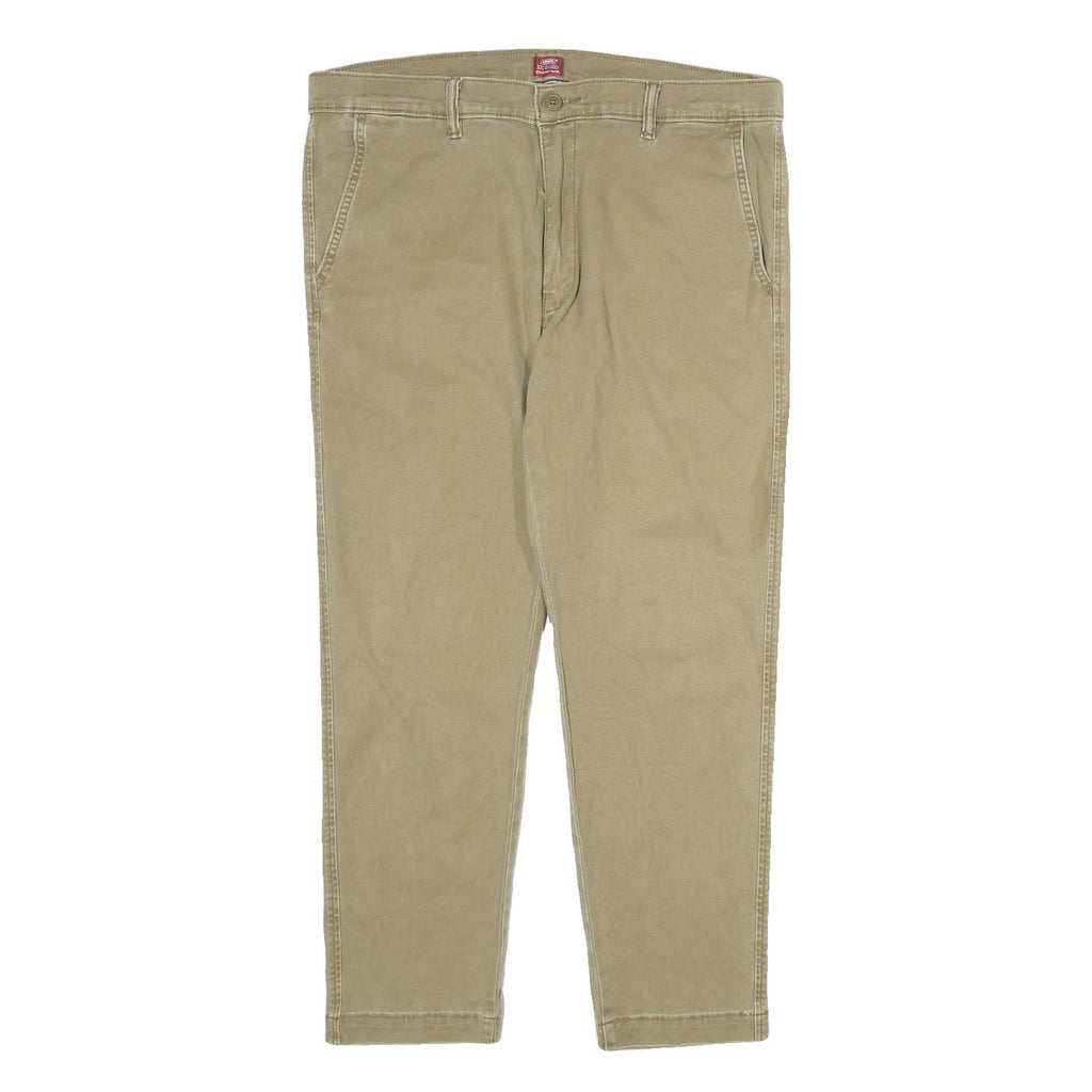 LEVI'S Mens Cotton Beige Regular Fit Straight Leg Trousers W36 L30 Casual Zip