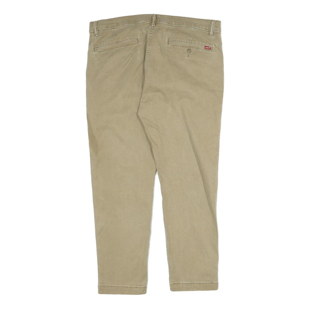 LEVI'S Mens Cotton Beige Regular Fit Straight Leg Trousers W36 L30 Casual Zip