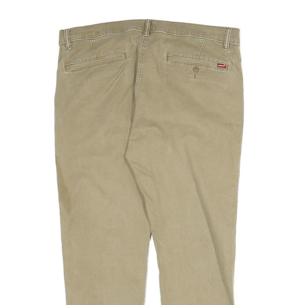 LEVI'S Mens Cotton Beige Regular Fit Straight Leg Trousers W36 L30 Casual Zip