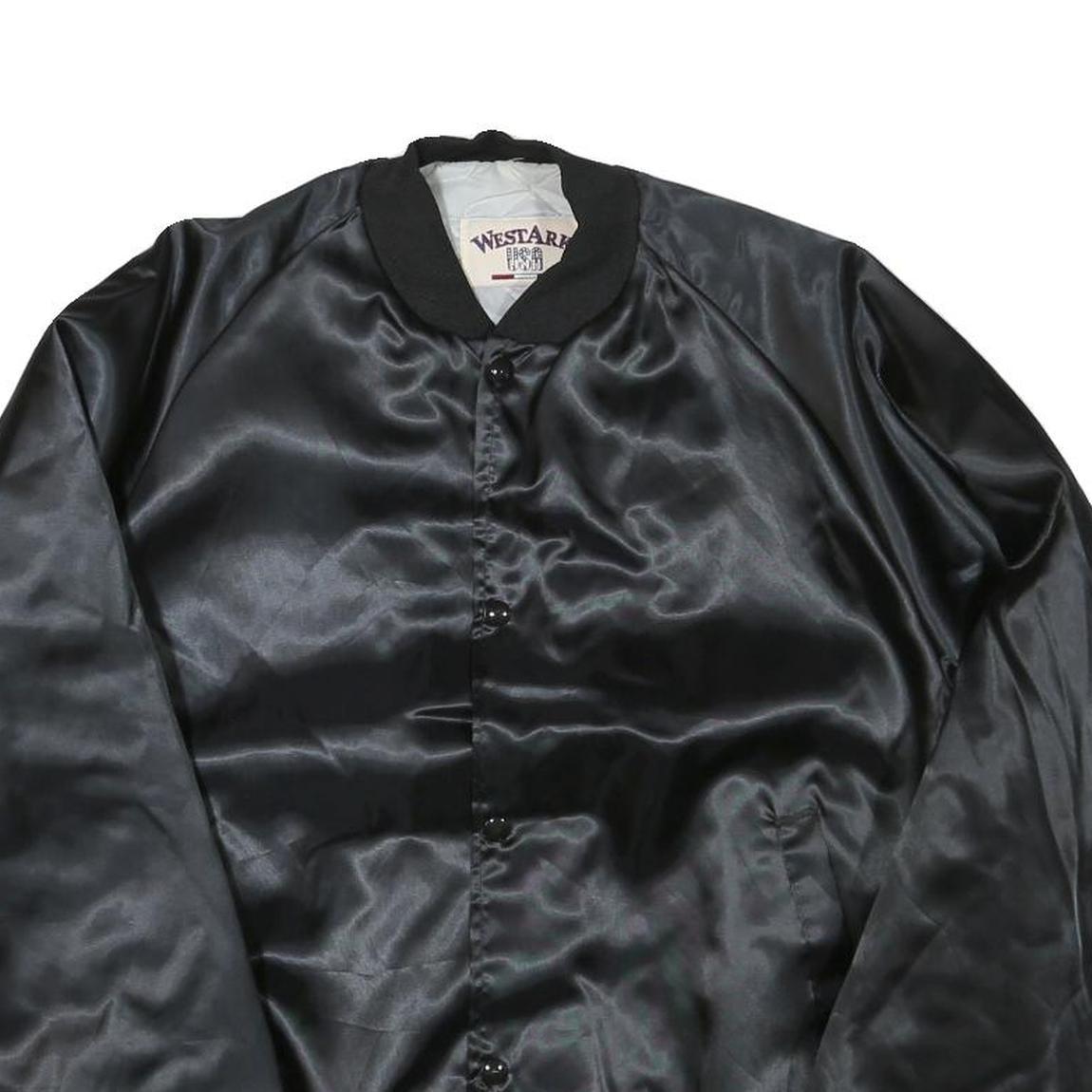 WESTARK Mens Black Satin Starbuilders Karaoke Button Jacket M Nylon Bomber Plain