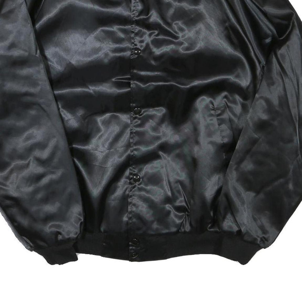 WESTARK Mens Black Satin Starbuilders Karaoke Button Jacket M Nylon Bomber Plain