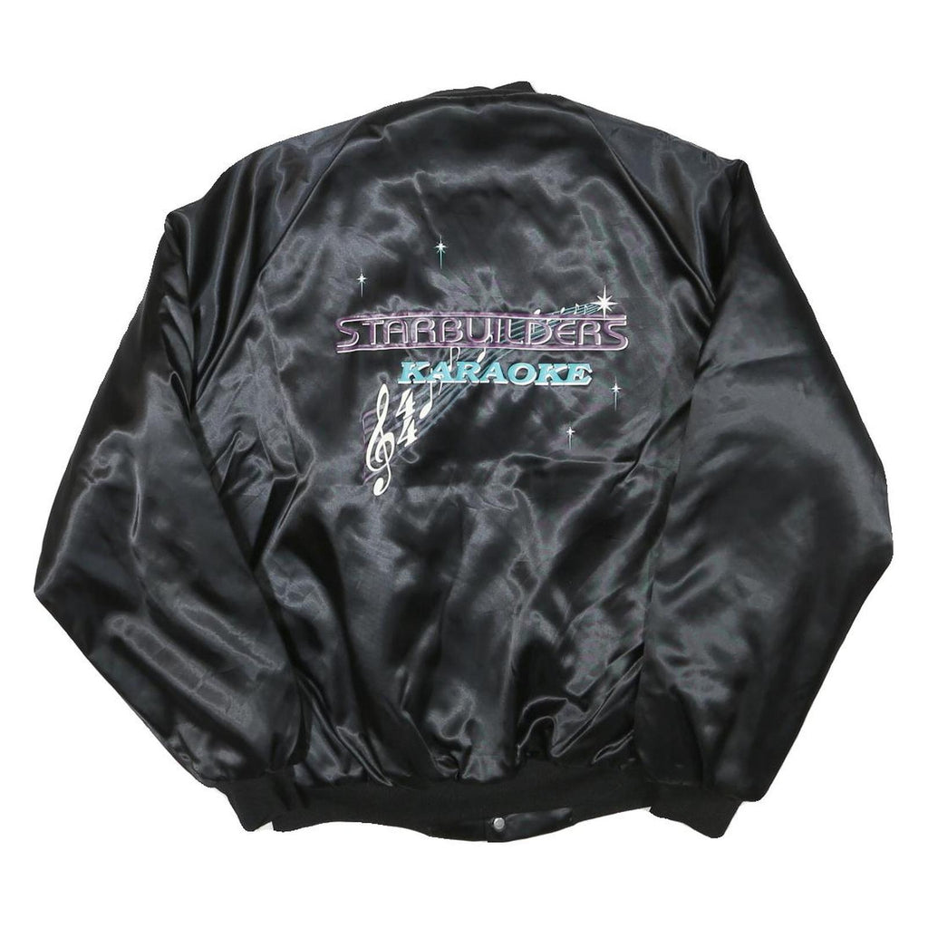 WESTARK Mens Black Satin Starbuilders Karaoke Button Jacket M Nylon Bomber Plain