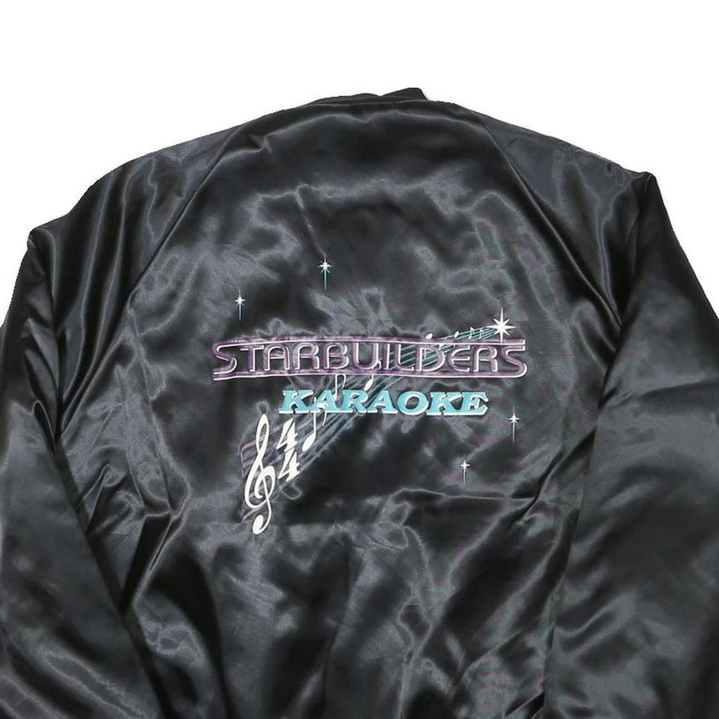 WESTARK Mens Black Satin Starbuilders Karaoke Button Jacket M Nylon Bomber Plain