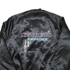 WESTARK Mens Black Satin Starbuilders Karaoke Button Jacket M Nylon Bomber Plain