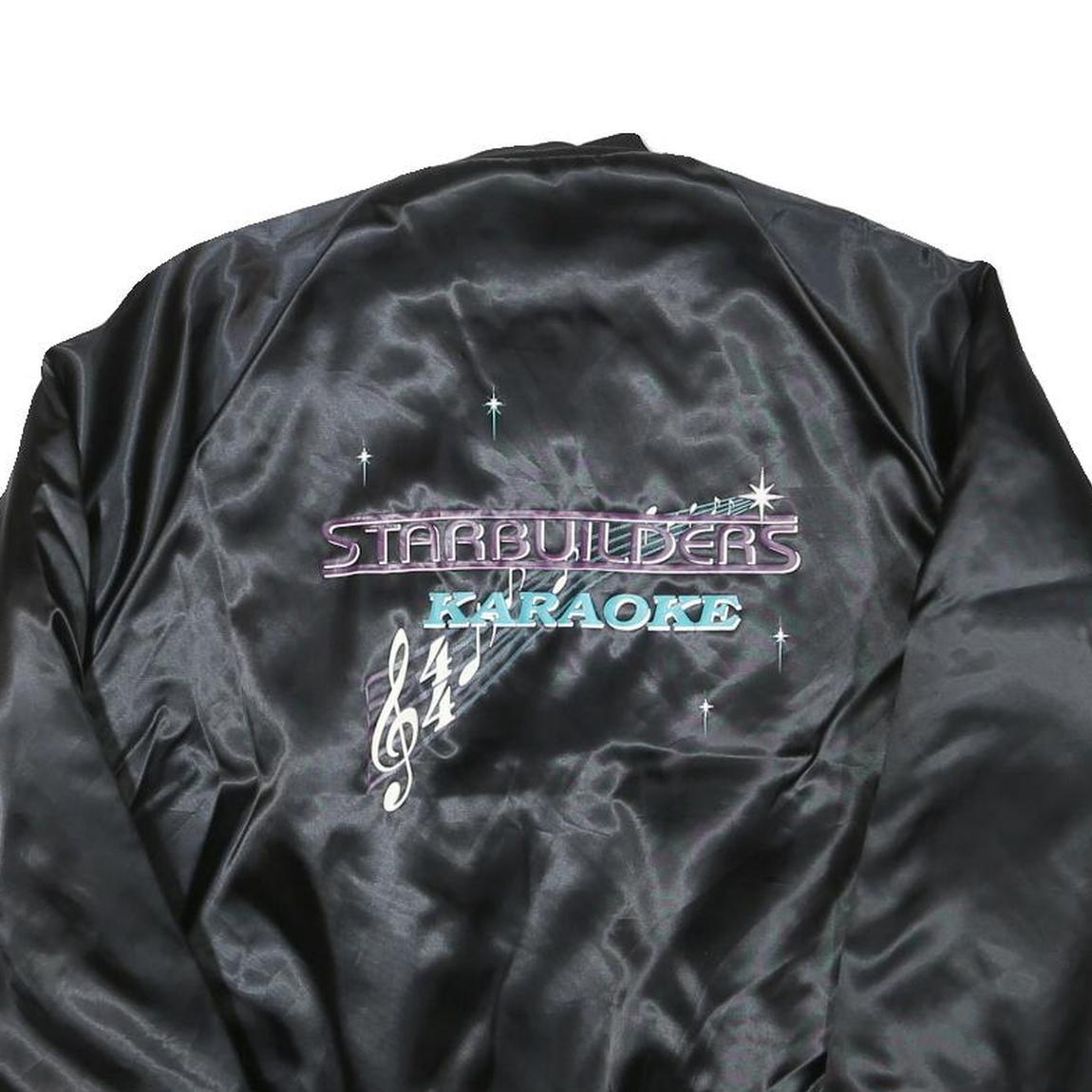 WESTARK Mens Black Satin Starbuilders Karaoke Button Jacket M Nylon Bomber Plain