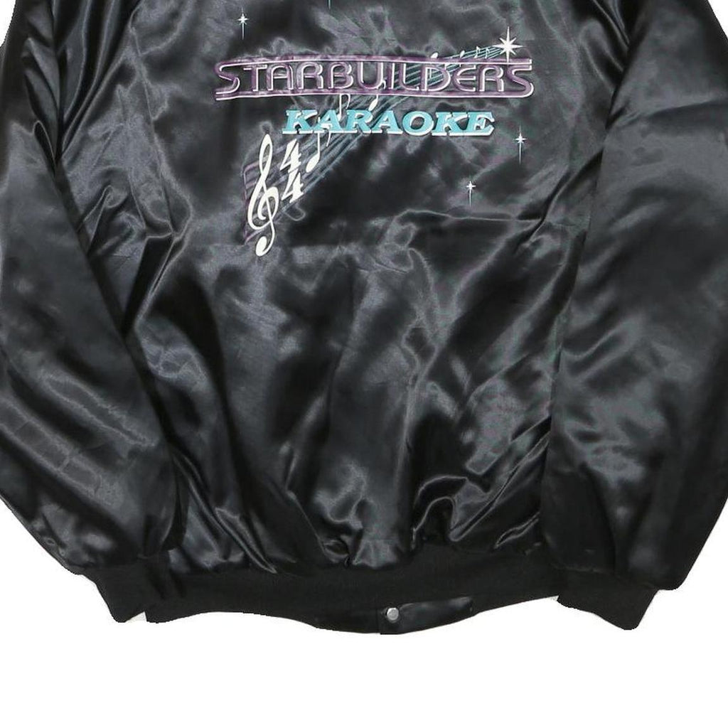 WESTARK Mens Black Satin Starbuilders Karaoke Button Jacket M Nylon Bomber Plain