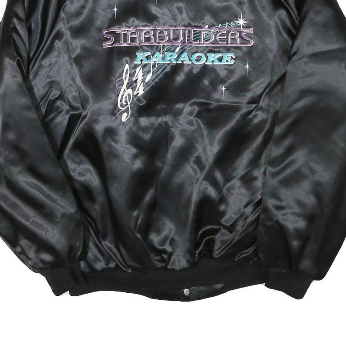 WESTARK Mens Black Satin Starbuilders Karaoke Button Jacket M Nylon Bomber Plain