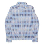 GRUPP TOP TEXTIL Womens Shirt Blue 90s Striped Long Sleeve UK 12