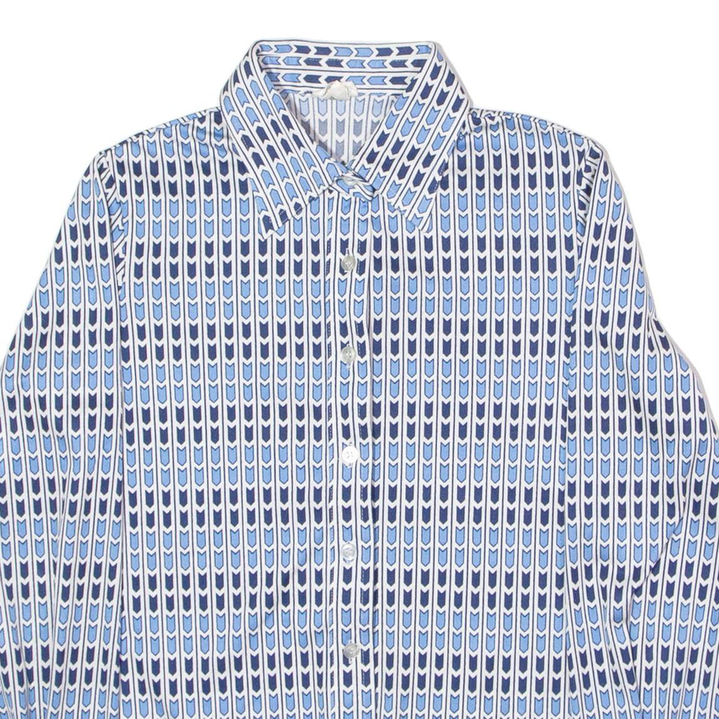 GRUPP TOP TEXTIL Womens Shirt Blue 90s Striped Long Sleeve UK 12