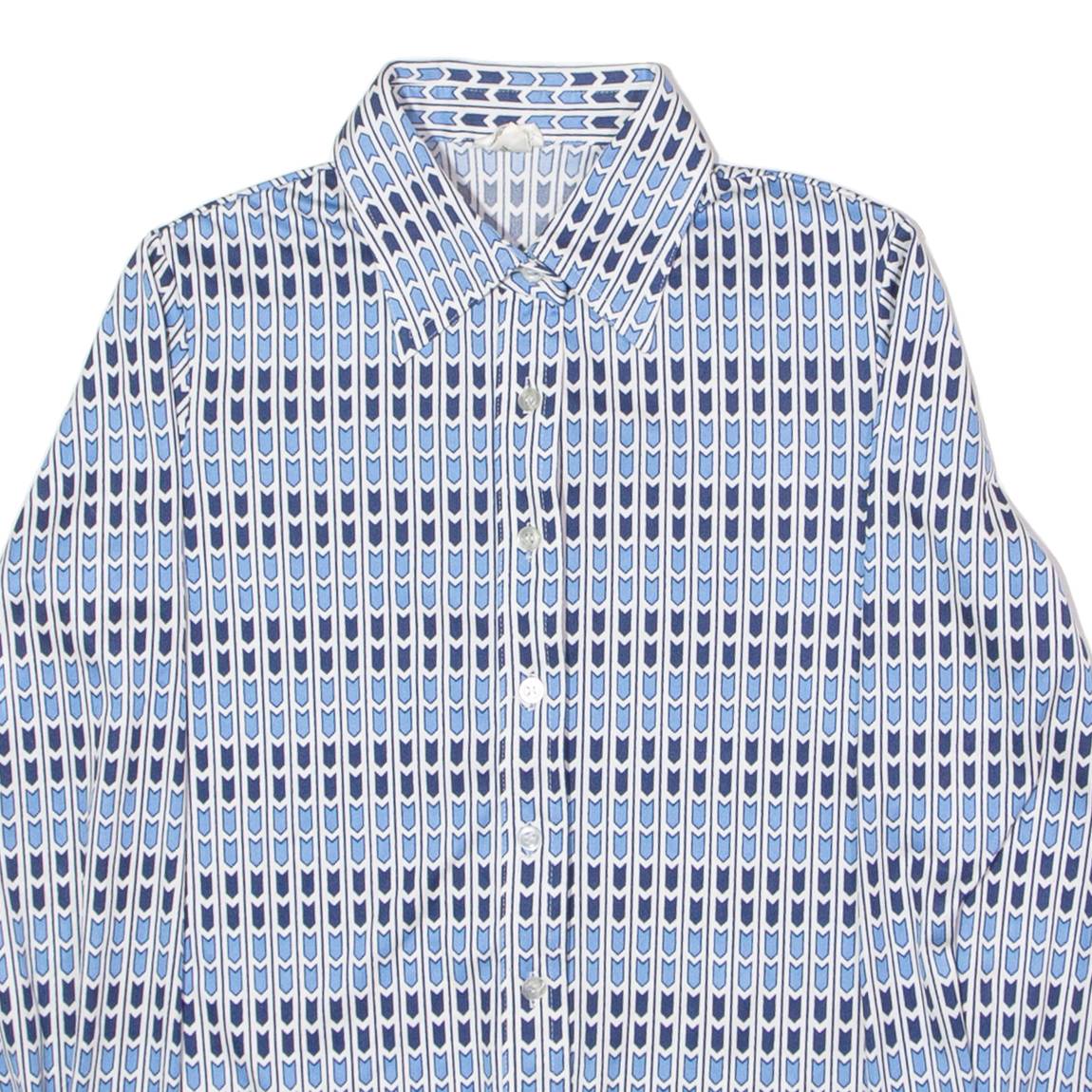 GRUPP TOP TEXTIL Womens Shirt Blue 90s Striped Long Sleeve UK 12