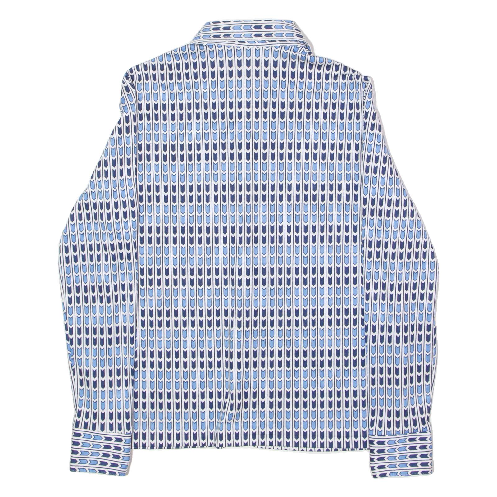 GRUPP TOP TEXTIL Womens Shirt Blue 90s Striped Long Sleeve UK 12