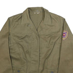 Womens Green Cotton Blend Classic Jacket M Plain Button Closure Patch