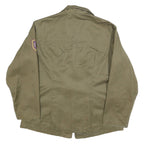 Womens Green Cotton Blend Classic Jacket M Plain Button Closure Patch