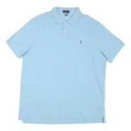 POLO RALPH LAUREN Mens Blue Cotton Blend Short Sleeve Plain L Polo Shirt Classic