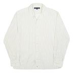 TOMMY HILFIGER Mens White & Black Pinstripe Shirt L Classic Long Sleeve Button