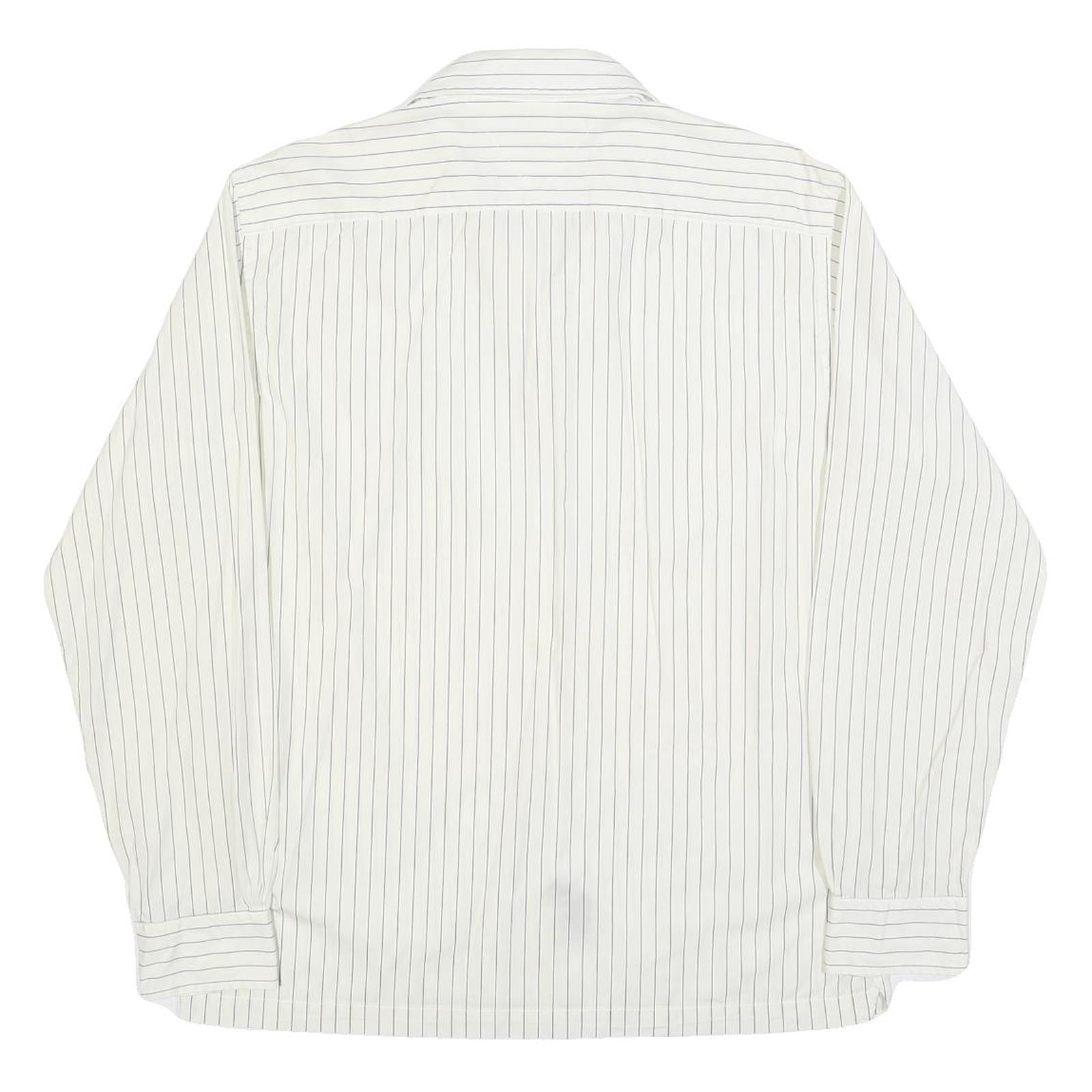 TOMMY HILFIGER Mens White & Black Pinstripe Shirt L Classic Long Sleeve Button